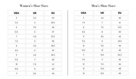 The Ultimate Shoe Size Chart Wp Diamonds