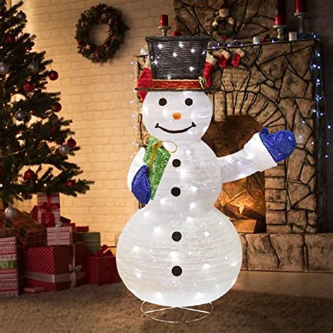 Aonear Lighted Pop Up Outdoor Collapsible Snowman Christmas Decorations