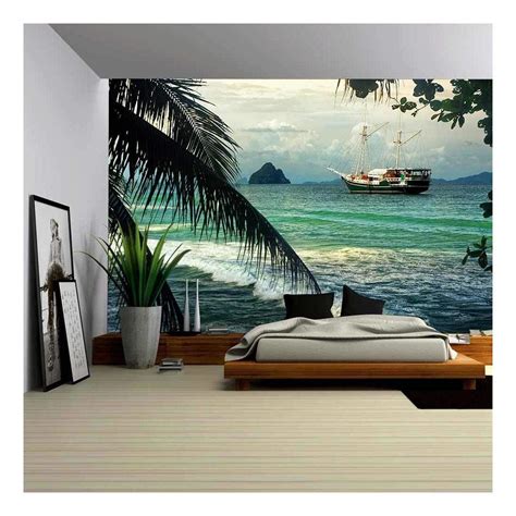 Wall26 Beautiful Seascape With Sailing On The Sea Of Old Ships Against