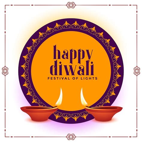 Free Vector Happy Diwali Creative Festival Banner With Two Diya