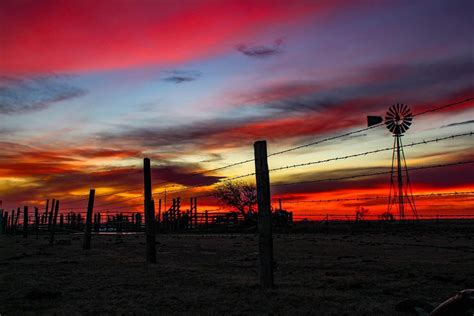 W Texas Sunrise Sunset Sunrise Windmill