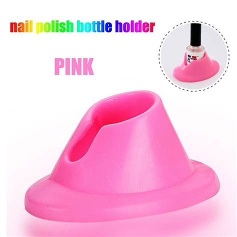Pink Nail Polish Bottle Rubber Nail Art Tips Polish Holder Stand Tool