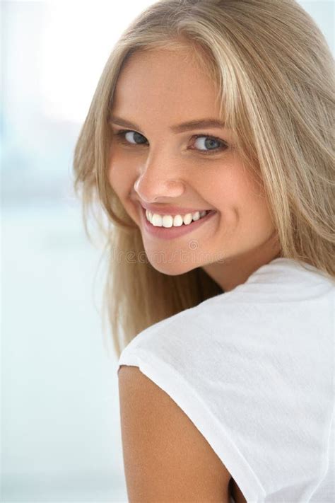 Beauty Woman Portrait Girl With Beautiful Face Smiling Stock Image