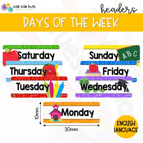D2001 Days Of The Week Headers English Cak Cak Kuti