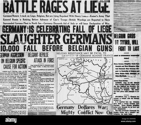 British Ww1 Newspaper Article With Propaganda In English Paper Reporting News About The First