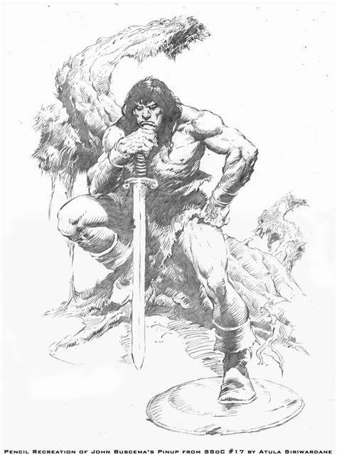 Conan Original Of The Recreation Pencil Of John Buscema Pinup Conan