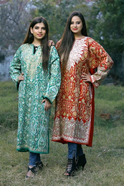 Red Wool Kashmiri Pheran Kashmiri Aari Work Pherans Angad Creations