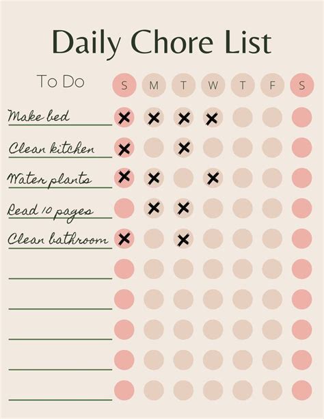 Daily Chore List Printable Chore List Printable Organizer Etsy In