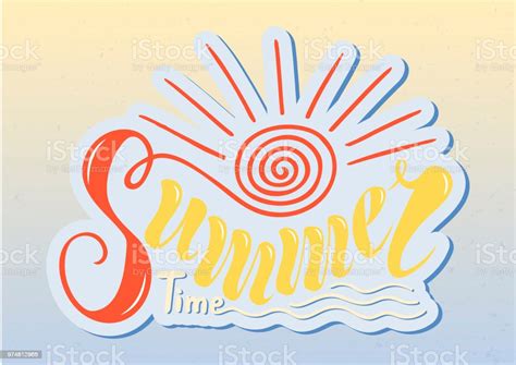 Beautiful Handwritten Text Summer Time Vector Illustration On A
