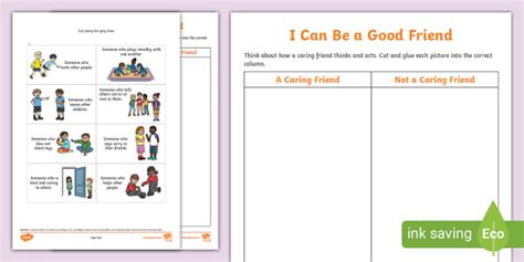 I Can Be A Good Friend Worksheet Inclusive Resources