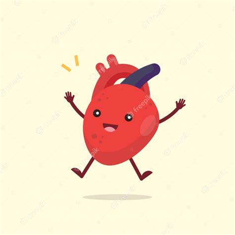 Premium Vector Happy Cute Heart Organ Character