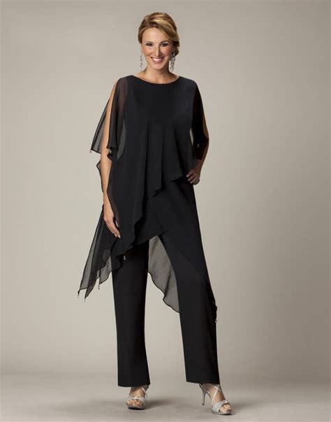 Dressy Pant Suits To Wear To A Wedding Blck Chiffon Mother Of