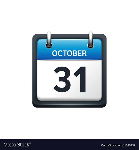 October 31 Calendar Icon Flat Royalty Free Vector Image