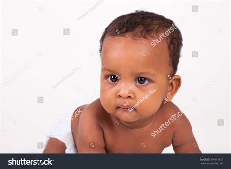 Adorable Little African American Baby Girl Foto Stok 224074312