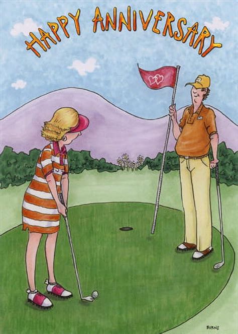 Oatmeal Studios Golfing Couple Putting Green Funny Golf Anniversary