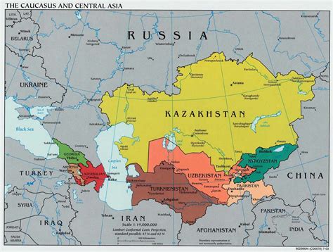 Kafkaslar ve Orta Asya Haritası Turkau