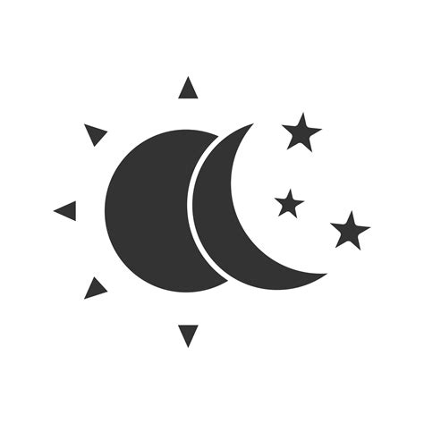 Sun And Moon With Stars Glyph Icon Silhouette Symbol Day And Night