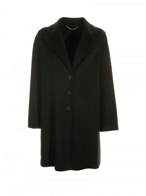 Black Single Breasted Wool Coat