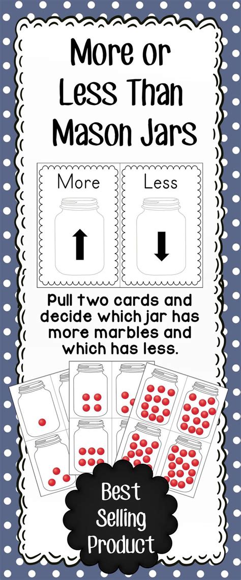 More Or Less Sorting Jars Kindergarten Class Pre School And Math