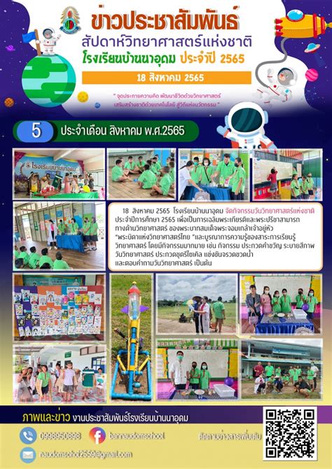 18 สิงหาคม 2565 โรงเรียนบ้านนาอุดม จัดกิจกรรมวันวิทยาศาสตร์แห่งชาติ ประจำปีการศึกษา 2565