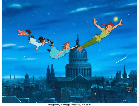 Peter Pan Flying Over London Animation Art Limited Edition Cel Lot