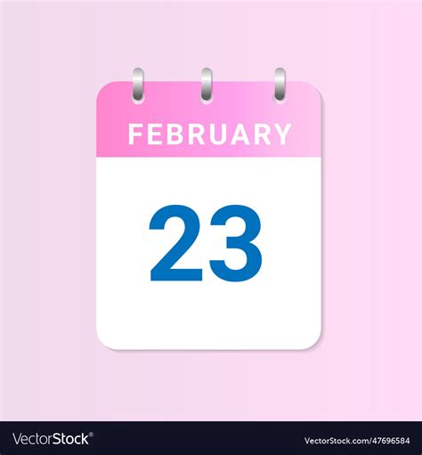 Day Of 23rd February Daily Calendar Of February Vector Image