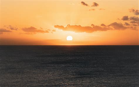 Download Wallpaper 3840x2400 Sunset Ocean Sun Horizon Dusk 4k Ultra