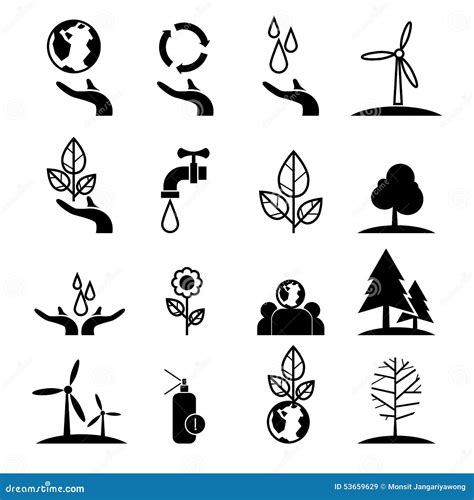 Save Energy And Environment Icons Set Stock Vector Illustration Of