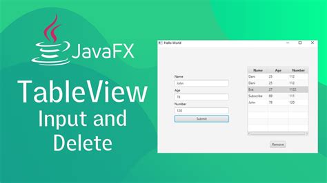 JavaFX And Scene Builder Adding And Deleting TableView Rows YouTube