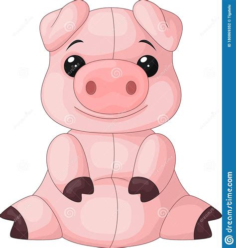 Cute Baby Pig Cartoon Sitting Stock Vector Illustration