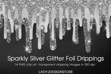Sparkly Silver Glitter Foil Dripping