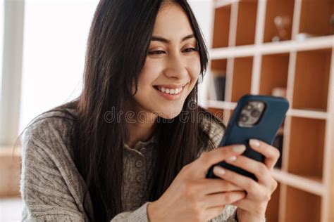 Attractive Young Woman Using Mobile Phone Stock Image Image Of