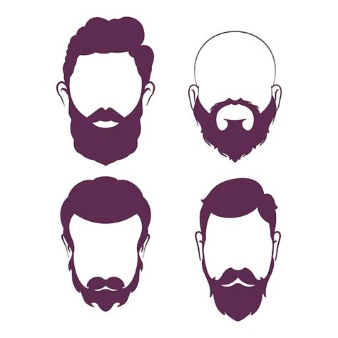 Бородатый мужчина силуэт бороды для парикмахерской векторная
