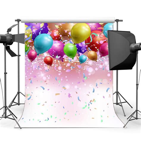 Mohome 5x7ft Photography Backdrop Happy Birthday Colorful Balloons