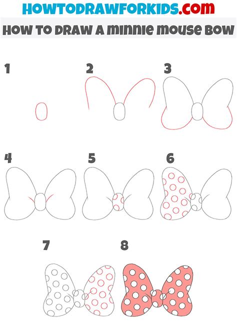 How To Draw A Minnie Mouse Bow Easy Drawing Tutorial For Kids