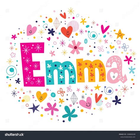 Emma Female Name Decorative Lettering Type เวกเตอร์สต็อก ปลอดค่า