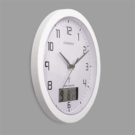 Champion 25cm Msf Radio Controlled Quartz Wall Clock With Inset Lcd