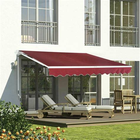 98 X 65 Ft Manual Retractable Awning Red Model Outdoor Deck And Patio