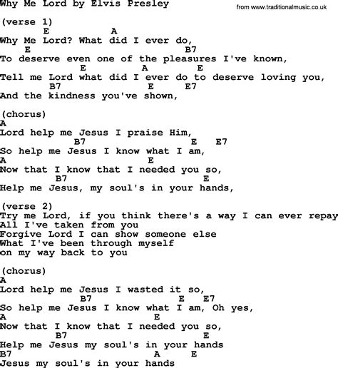Elvis Presley Why Me Lord Lyrics