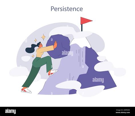 Persistence. Resolute woman pushing against obstacles to reach her goal