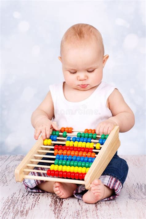 Little Baby Playing With Abacus Stock Photo Image Of Intelligent
