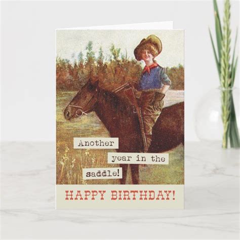 Vintage Cowgirl And Horse Birthday Card Vintage Cowgirl Horse Cowboy