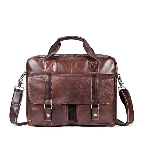 Business Vintage Men S Genuine Leather Briefcases Portfolio Bags Men