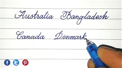 Stylish Cursive Handwriting Names Of Countries Calligraphy