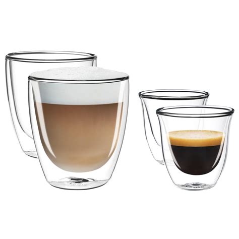 2 X Espresso 2 X Cappuccino Double Wall Thermo Glasses Glass Cups Co