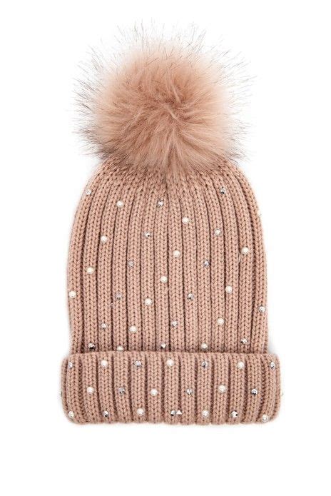 Pearl And Rhinestone Knit Beanie Knit Beanie Fashionable Baby Clothes