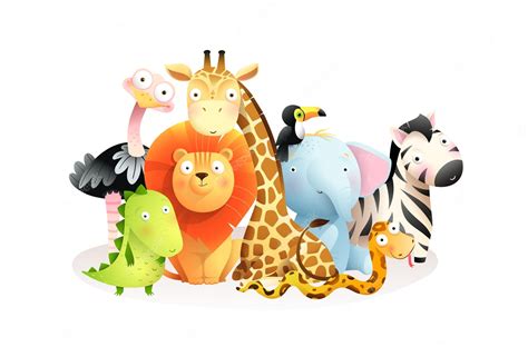 Premium Vector Wild Exotic African Baby Animals Group Isolated On