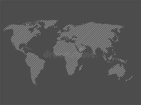 Hatched Map Of World Striped Design Vector Illustration On Grey