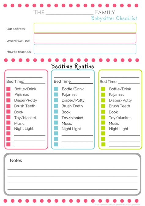 Babysitter Instructions Template