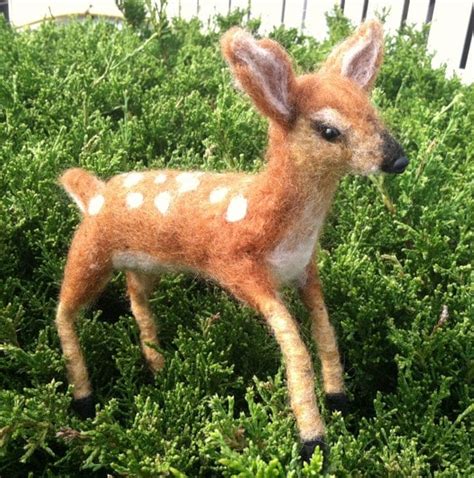 Needle Felted Deer Fawn Wool Animal By Feltedway On Etsy
